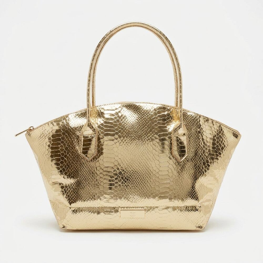 Elizabeth Arden Oversized Gold Tote Bag Shoulder Bag Lightweight Size Large New